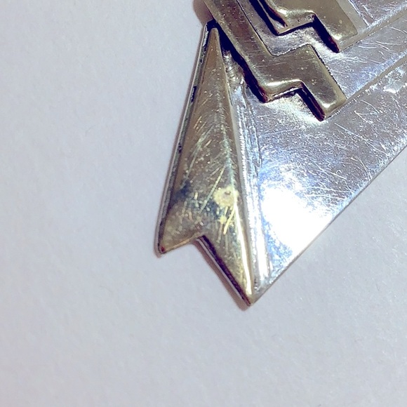 Vintage 60s Earrings Silver Brass Handmade - Picture 5 of 5